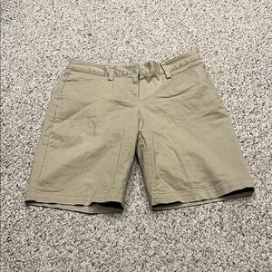 Lands End Tan Bermuda Shorts Womens Sz 4 Khaki Uniform Summer